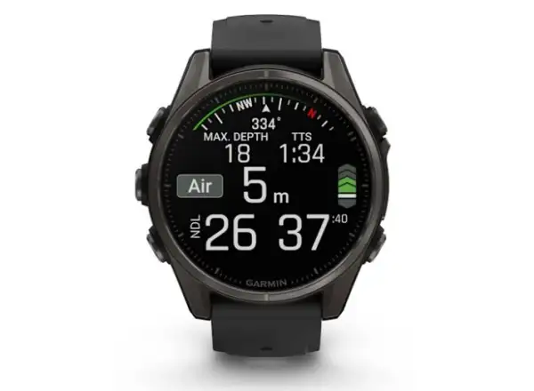 Garmin fenix 8 - 43 mm AMOLED Saphir Smartwatch in Carbon Titanium Schwarz/Steingrau