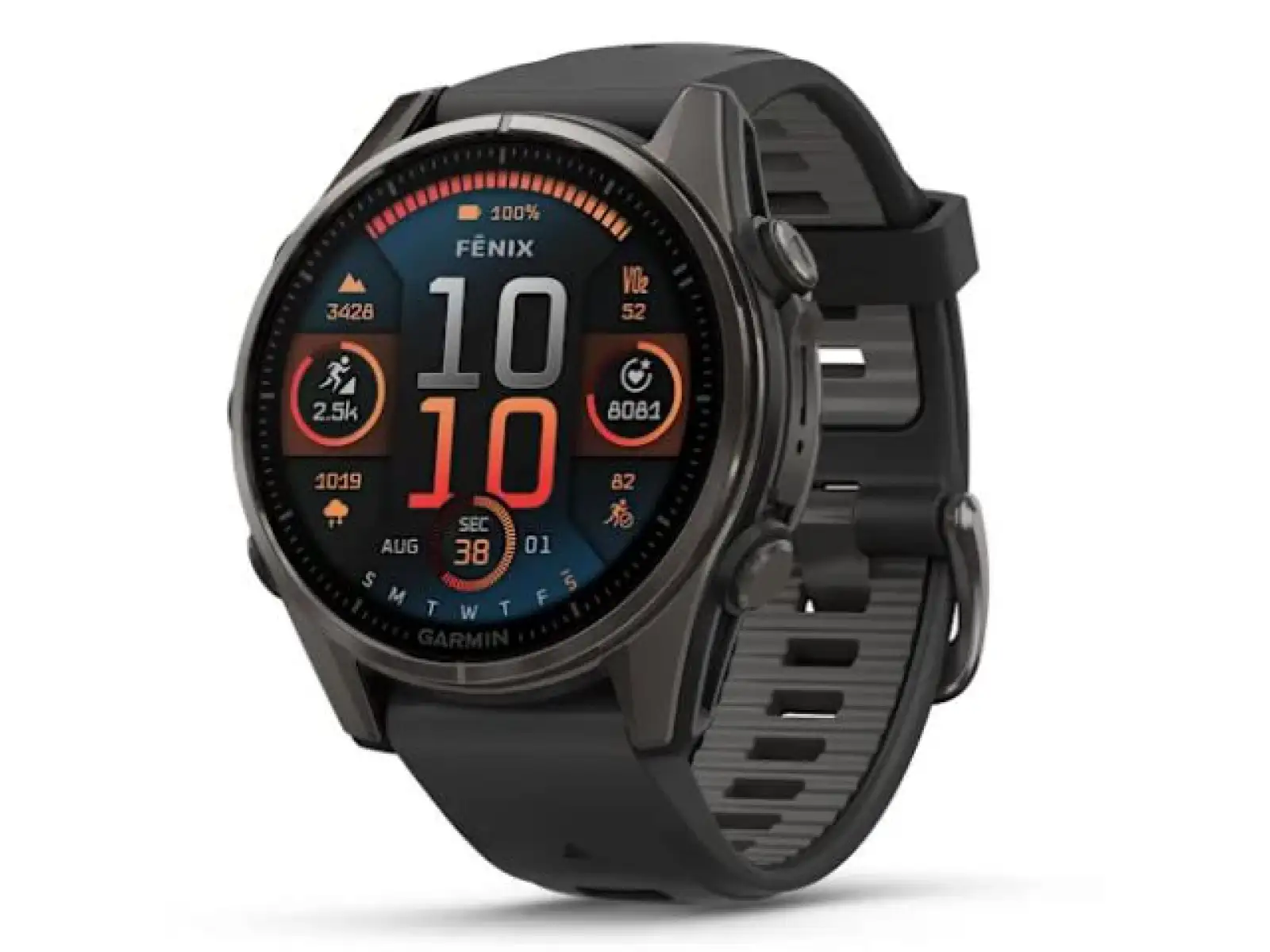 Garmin fenix 8 - 43 mm AMOLED Saphir Smartwatch in Carbon Titanium Schwarz/Steingrau