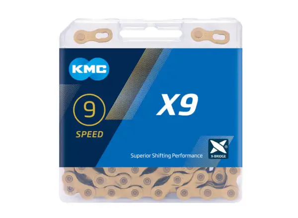 KMC Kette X9 in Gold mit 114 Gliedern