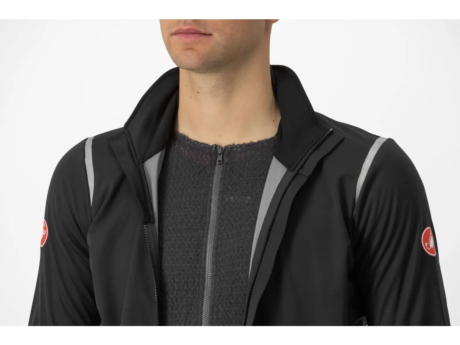 Castelli Alpha Doppio RoS Herrenjacke Light Black/Silver Reflex/Dark Gray