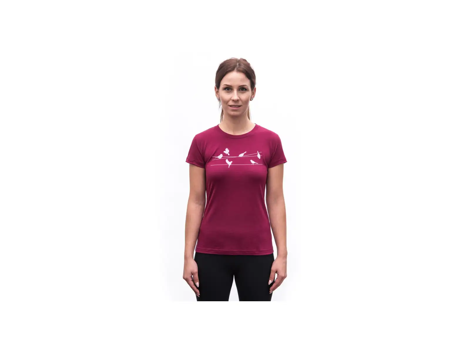 Sensor Merino Active Songbirds Damen T-Shirt kurzarm Lilla