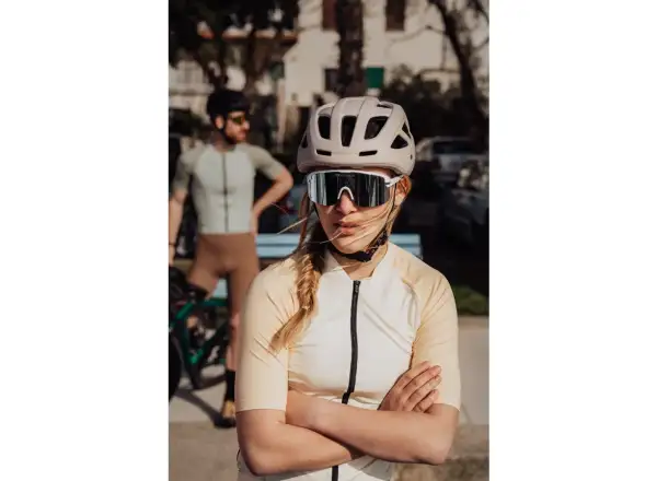 Force Epic Fahrradbrille weiß/blau verspiegeltes Glas