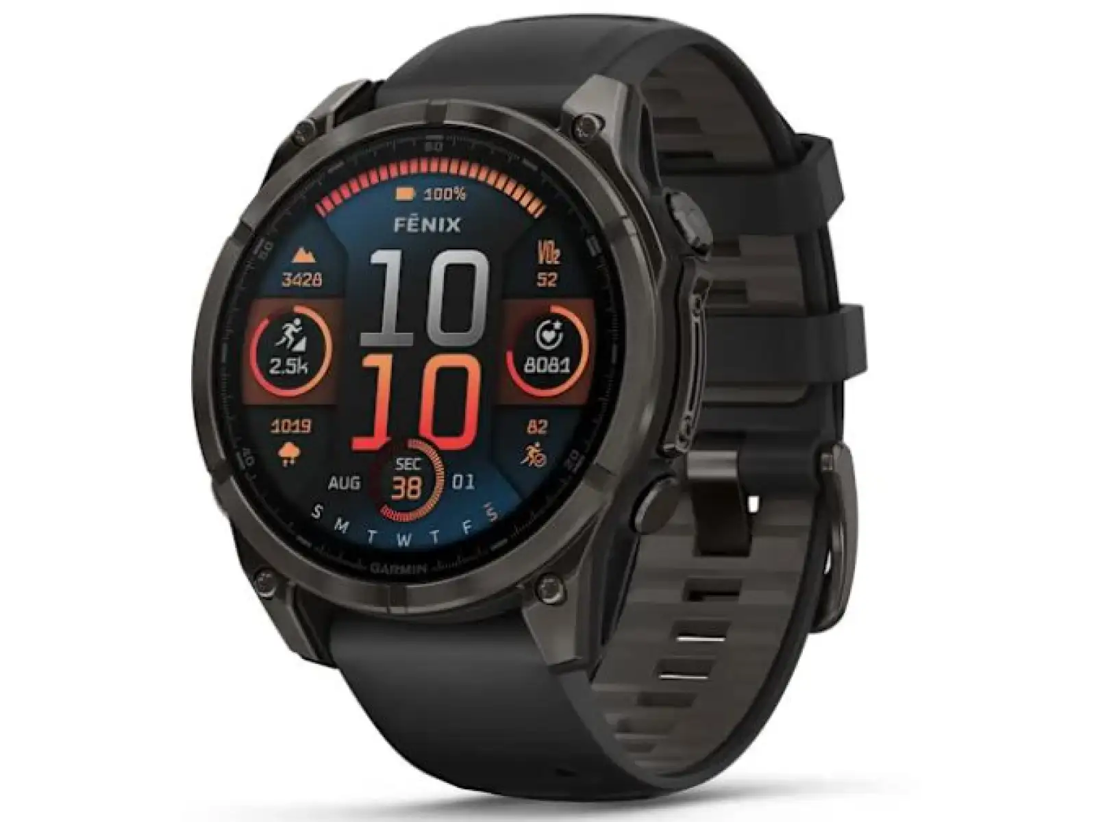 Garmin fenix 8 - 47 mm AMOLED Saphir Smartwatch Carbon Grey DLC Titan Schwarz/Grau
