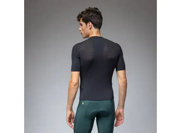 Alé Intimo Merino Herren Unterhemd kurzer Ärmel Black