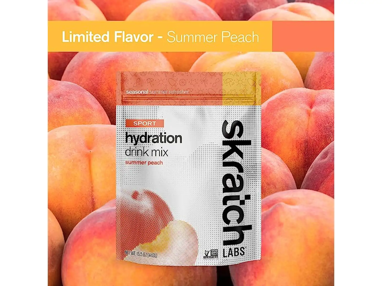 Skratch Labs Hydratation Sport Drink Mix isotonisches Getränkepulver 440 g Pfirsich