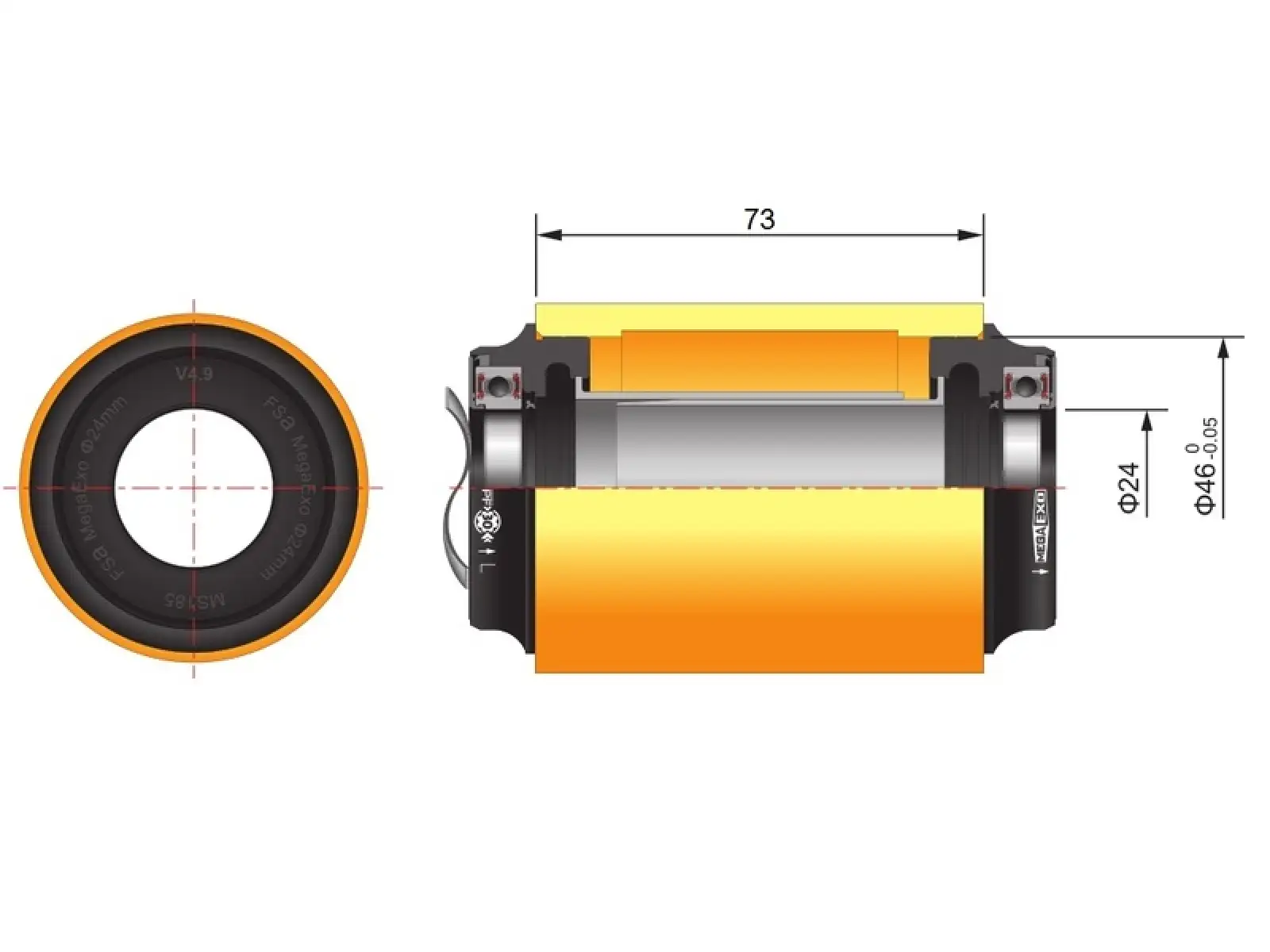 FSA MTB M3 Press Fit Lagerungsschalen PF-30 46x73 mm AL