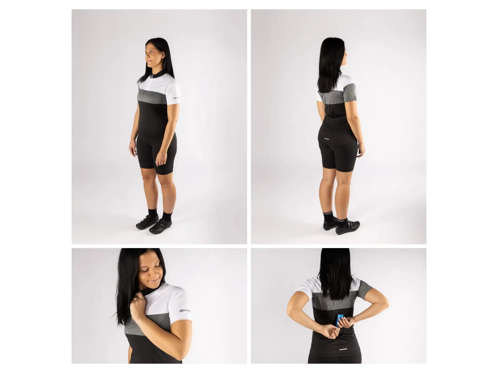 Force View Lady Damen Kurzarmtrikot schwarz/weiß/grau