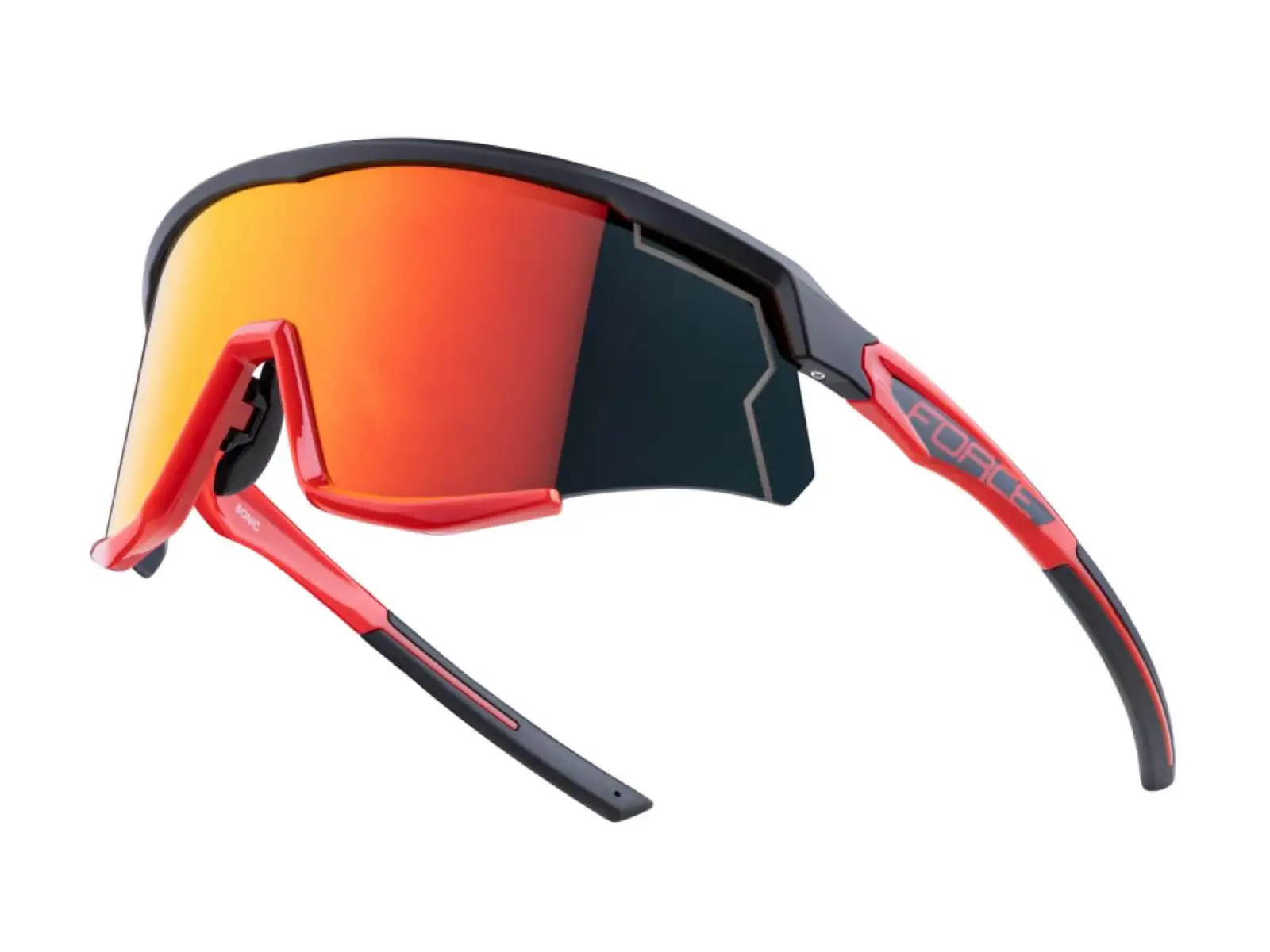 Force Sonic Fahrradbrille Schwarz/Rot, rote verspiegelte Gläser