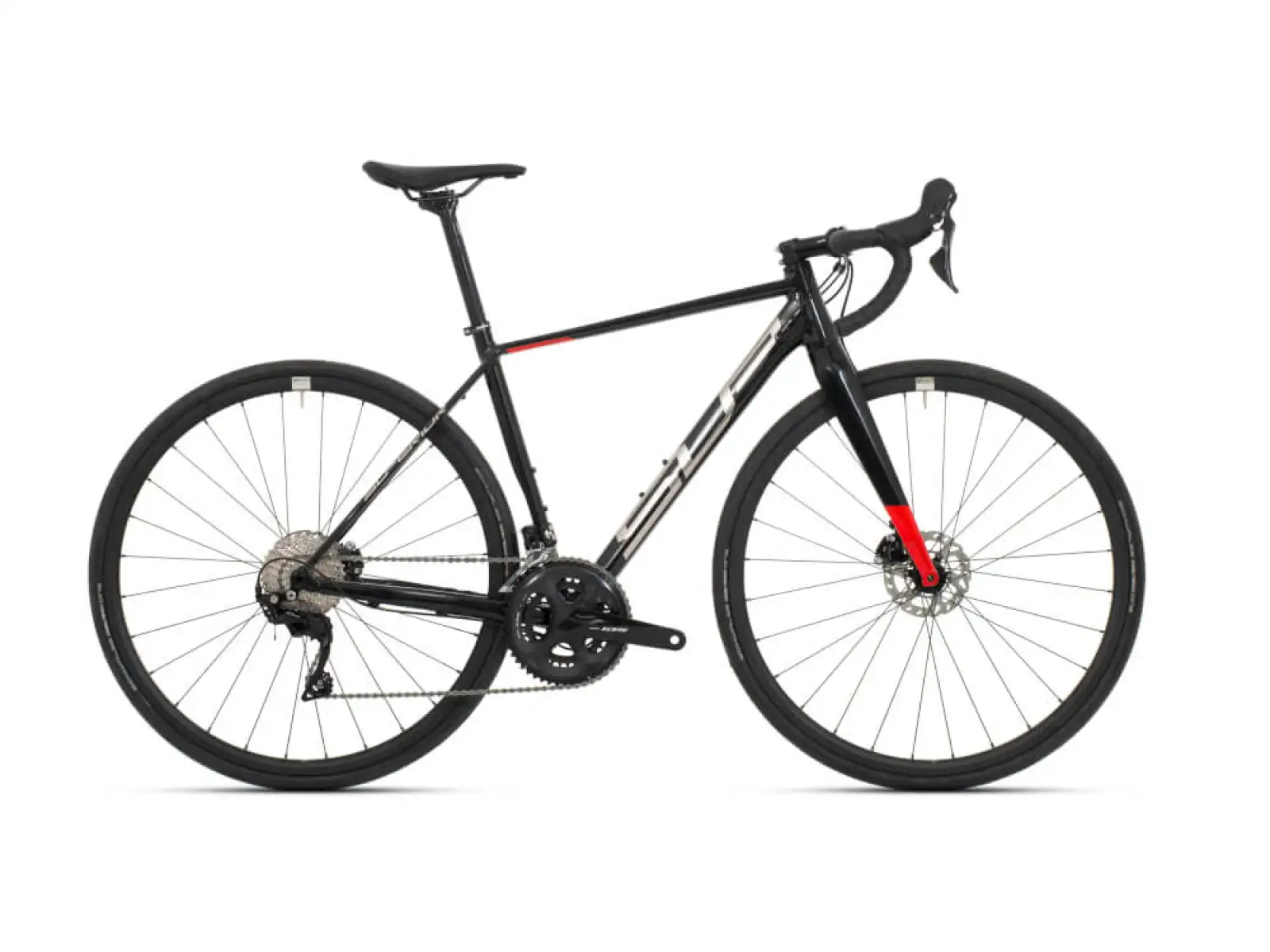 Superior X-Road Issue Glanz Schwarz Metallic/Chrome Silber/Team Rot Rennrad