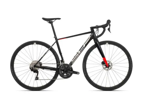 Superior X-Road Issue Glanz Schwarz Metallic/Chrome Silber/Team Rot Rennrad