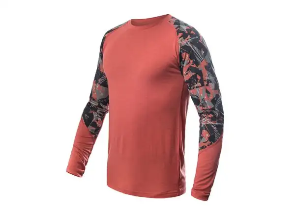Sensor Merino Impress Herren T-Shirt Langarm Terracotta/Rush