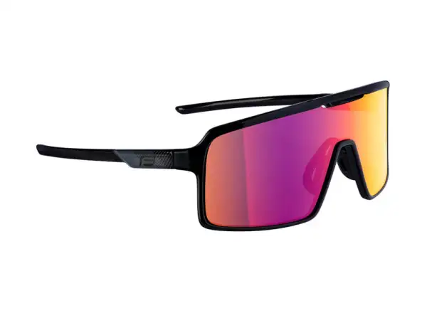 Force Static Fahrradbrille in Schwarz/Lila mit verspiegeltem Glas