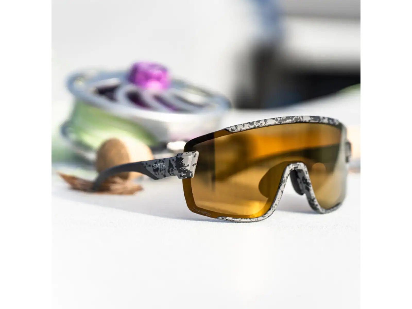 Smith Wildcat Brille Mate Grau/Marmor/ChromaPop Polarized Bronze-Spiegel