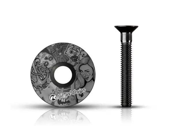 Rie:sel Design Stem:cap Kopfdeckelkappe Stickerbomb Ultra Black II