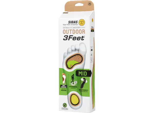 Sidas 3Feet Outdoor Mid  Einlegesohlen für mittlerem Fußgewölbe, 1 Paar