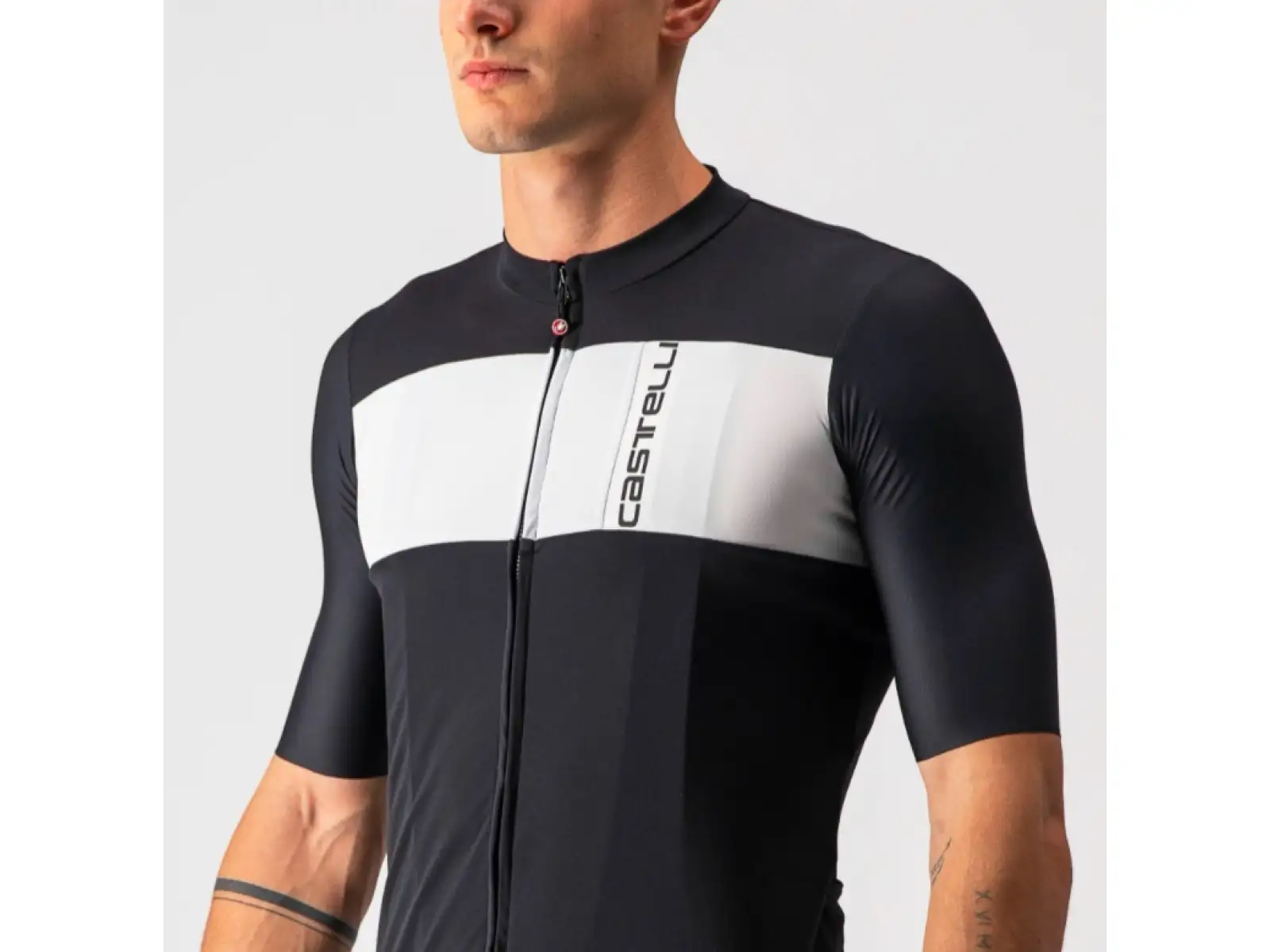 Castelli Prologo 7 Herrentrikot Kurzarm Light Schwarz/Silbergrau-Elfenbein