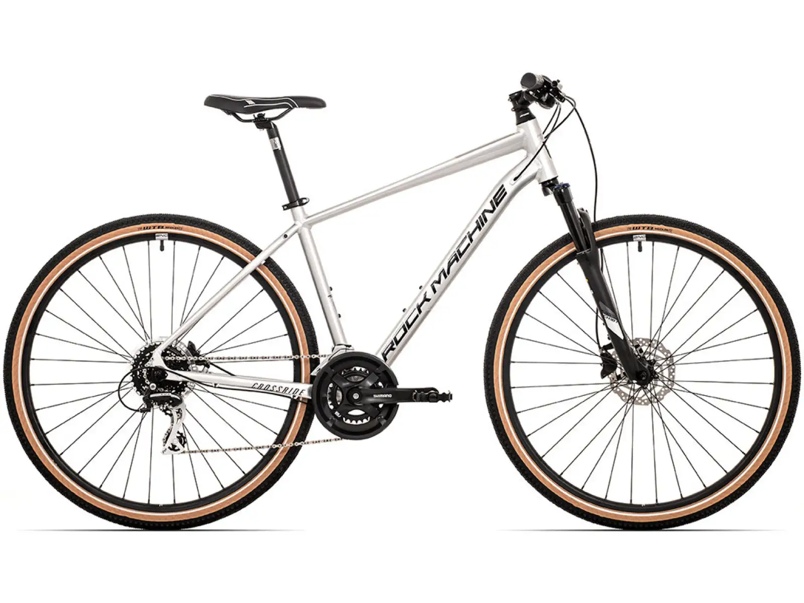 Rock Machine CrossRide 300 glänzend silber/schwarz Trekkingrad.