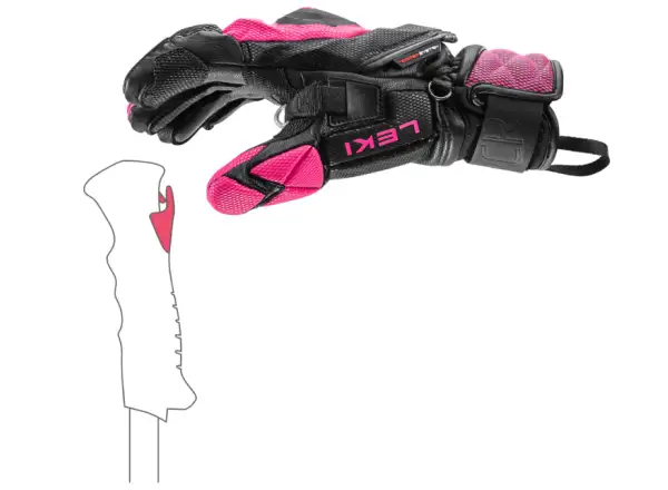 Leki WCR Venom SL 3D Damen Rennhandschuhe Black-Pink
