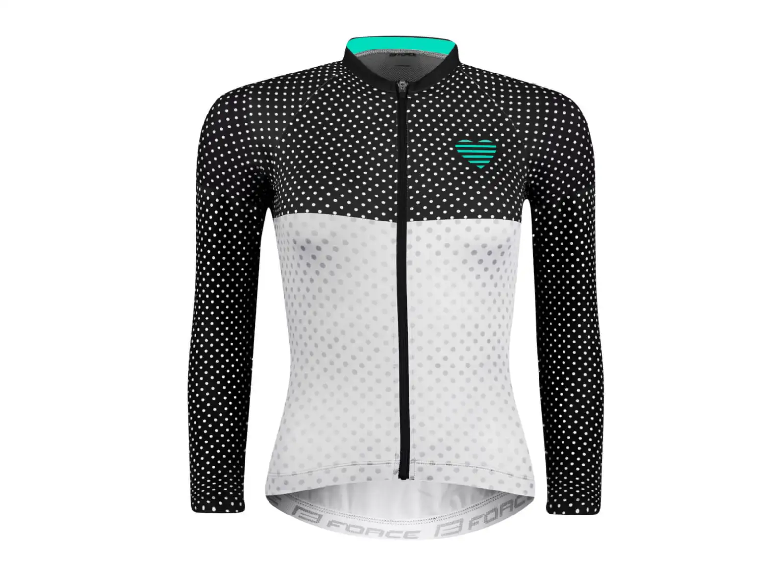 Force Points Damen Langarmshirt Schwarz/Weiß/Türkis