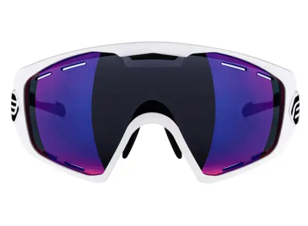 Die Force Ombro Plus Fahrradbrille in Weiß/Blau-Gläsern.