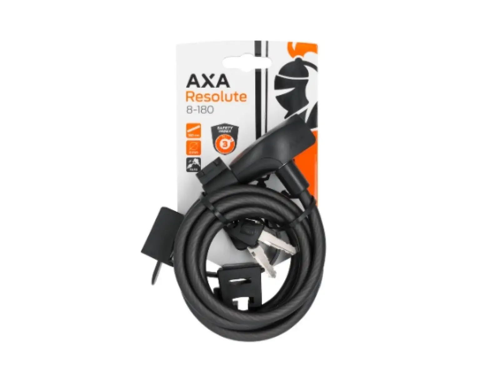 AXA Cable Resolute 8 - 180 Kabelschloss Mat Black 180 cm.