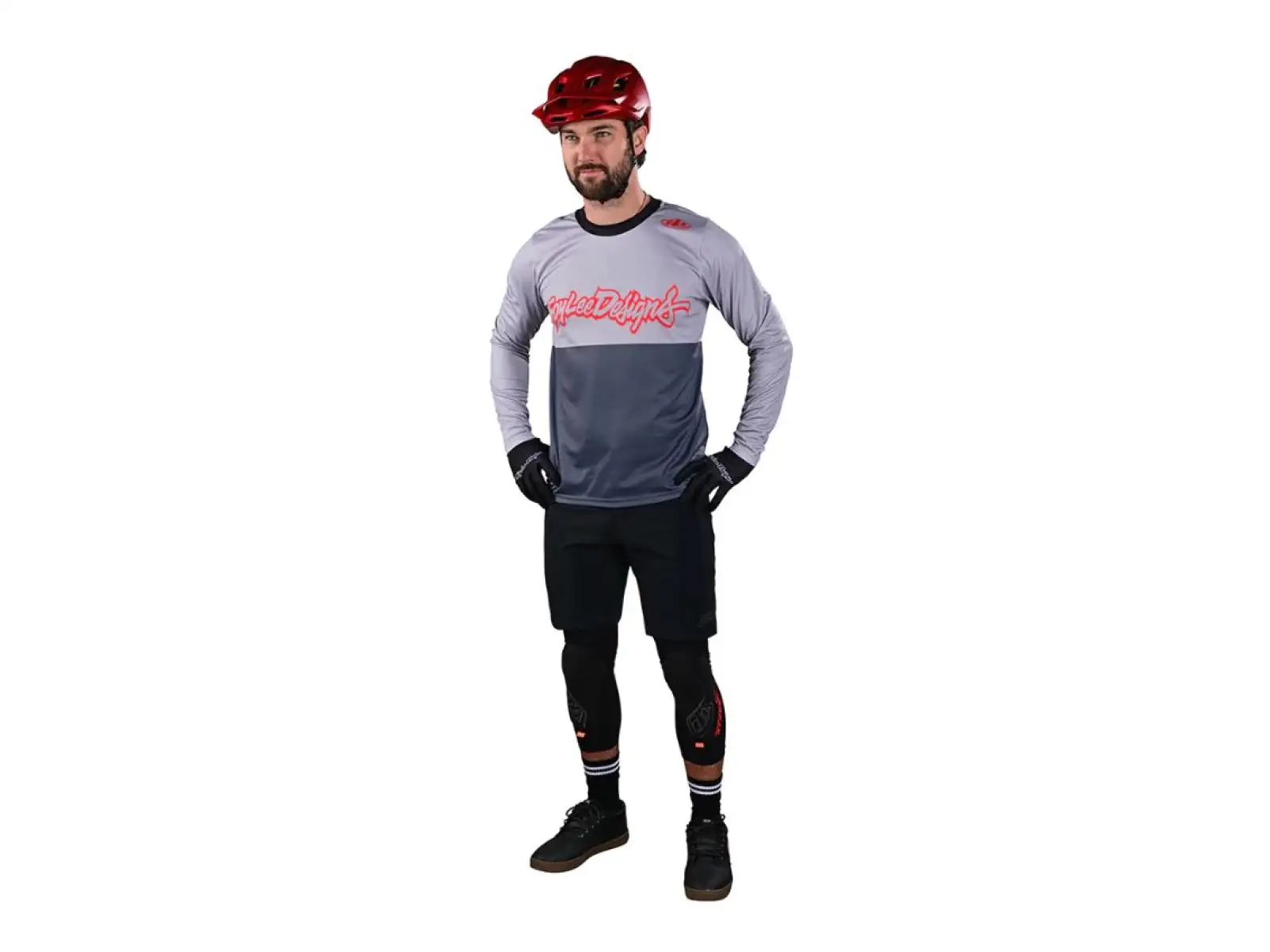 Troy Lee Designs Flowline Scripter Herren Langarmshirt Holzkohle