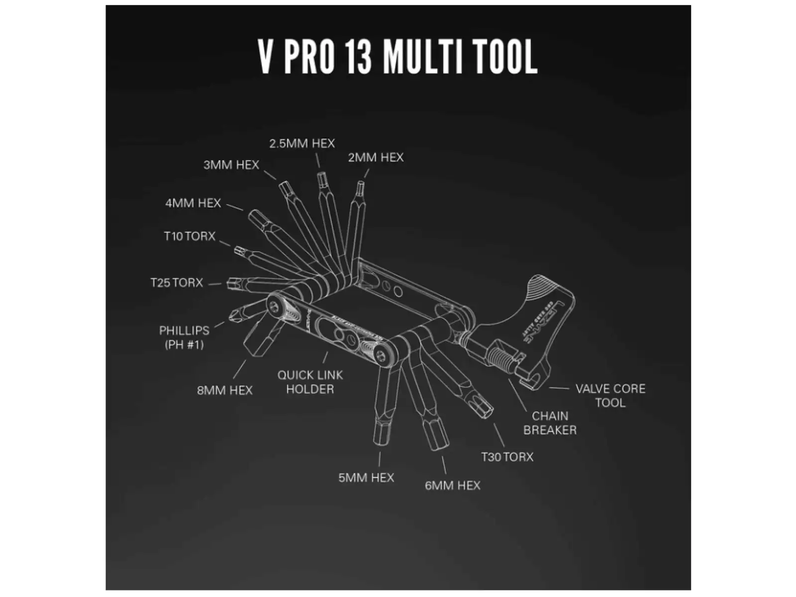Lezyne V Pro Multitool 13 Funktionen Schwarz
