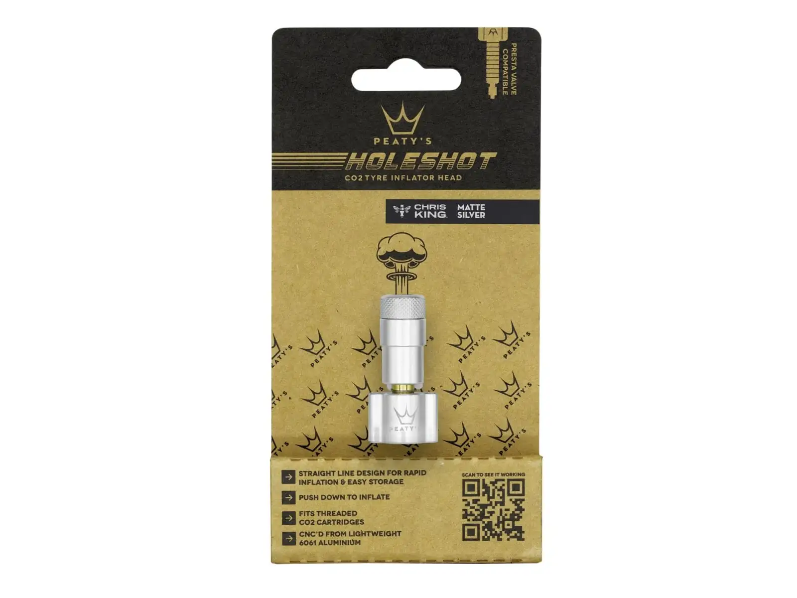 Peatys Holeshot CO2-Pumpekopf Silber