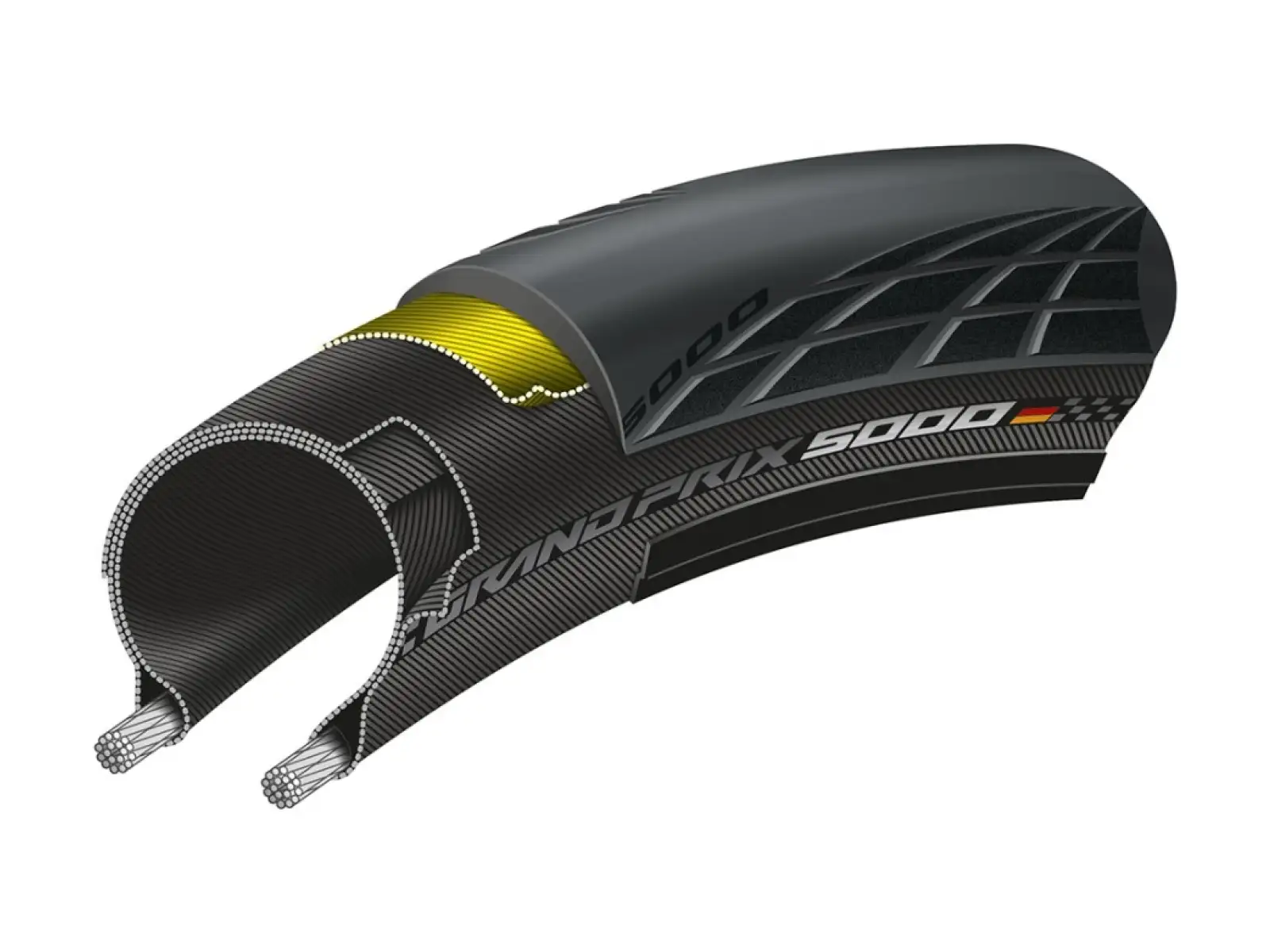Continental GrandPrix 5000 28-622 Straßenreifen mit Kevlar in Schwarz.