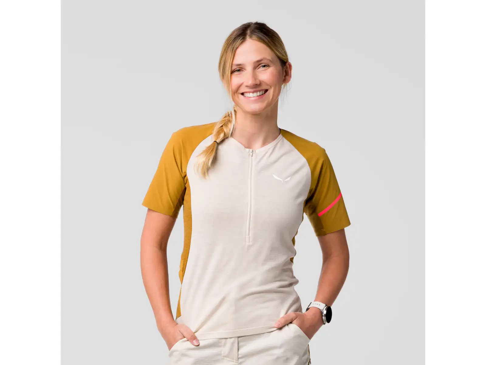 Salewa Vento AM HZT Damen kurzarm Shirt Haferflocken
