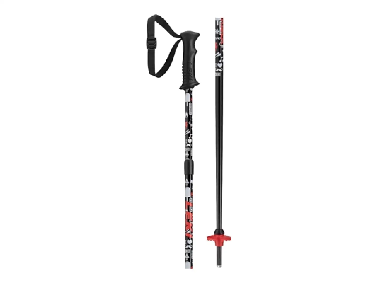 Leki Rider Vario Skistöcke schwarz/weiß/neonrot
