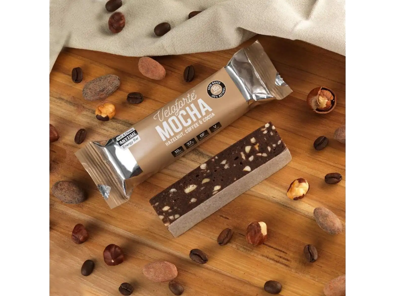 Veloforte Mocha Riegel 70 g – Haselnuss, Kaffee & Kakao