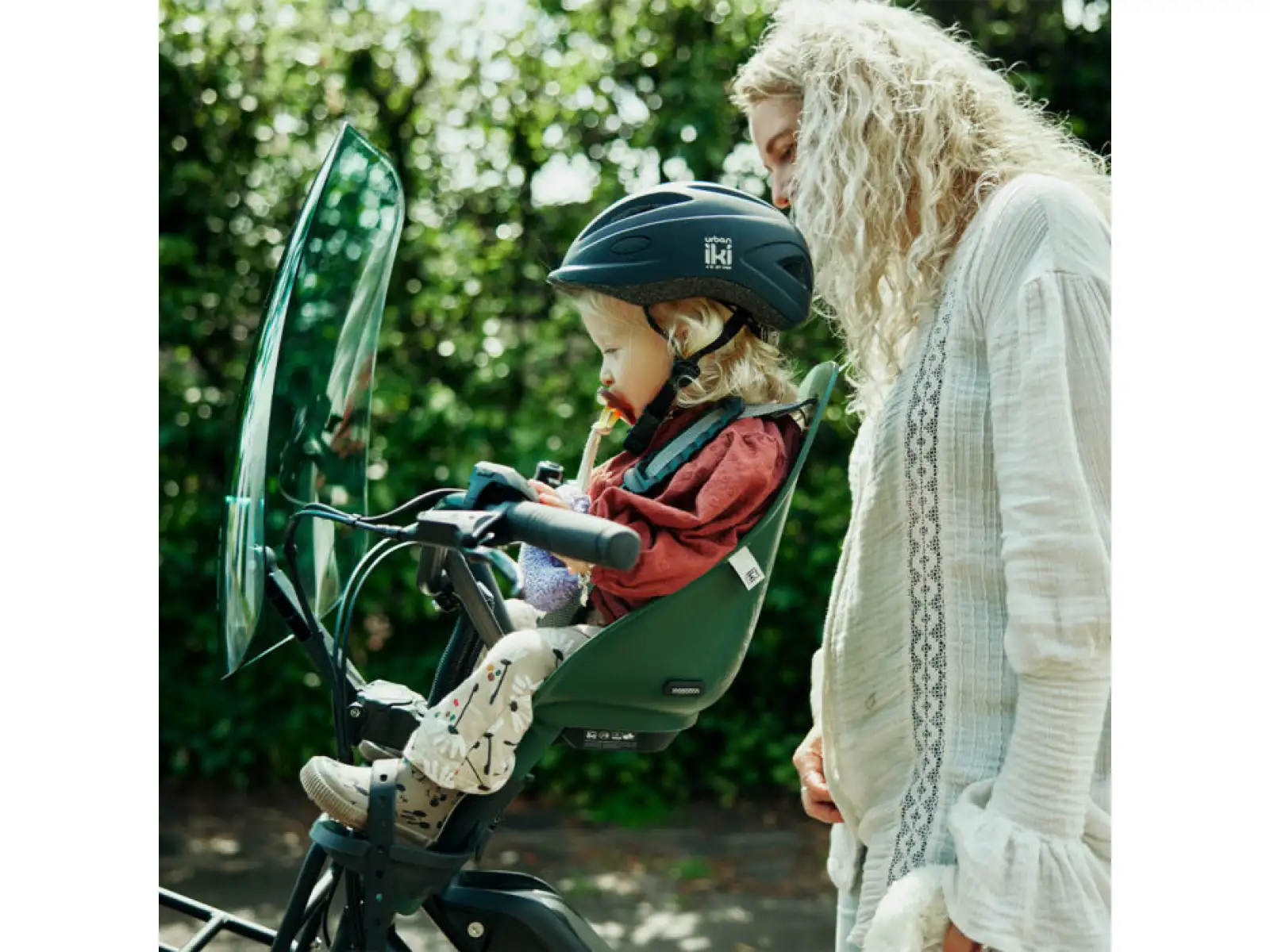 Urban Iki BIO Kindersitz vorne mit Adapter für Vorbau Mosu Green/Bincho Black