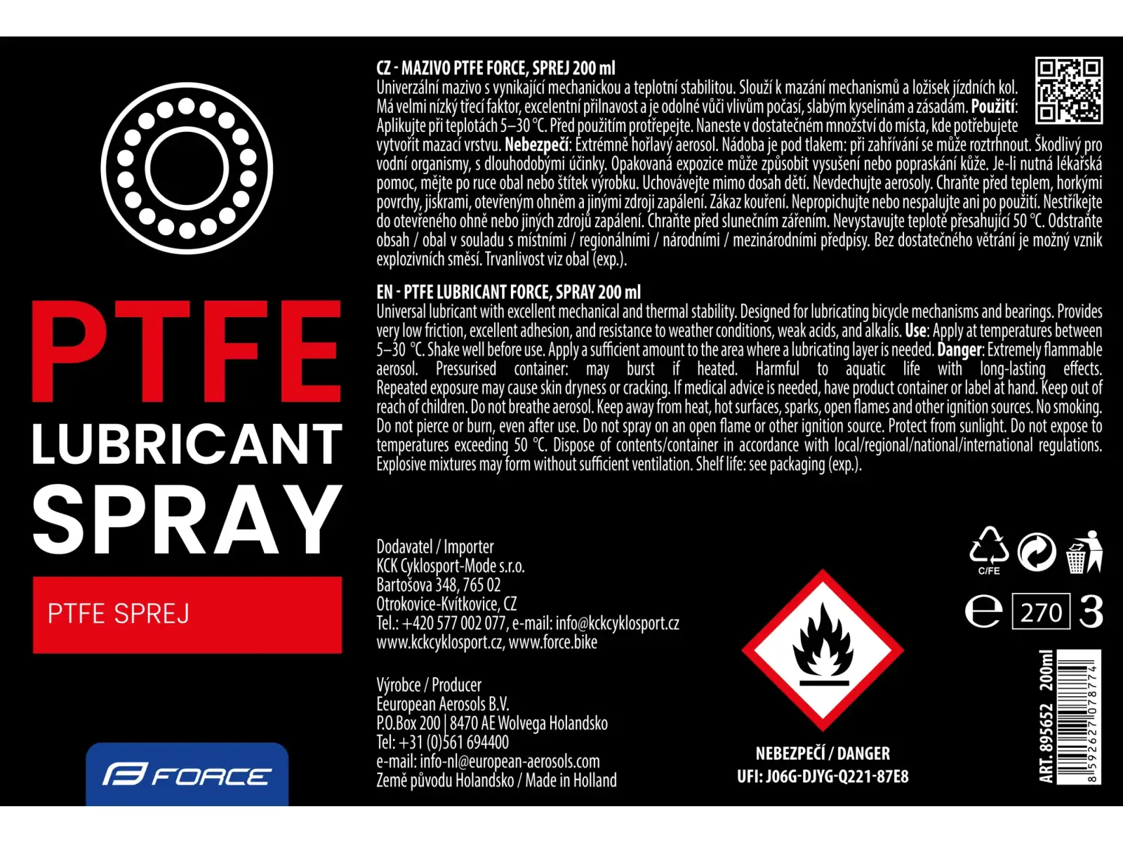 Force PTFE Schmiermittelspray 200 ml