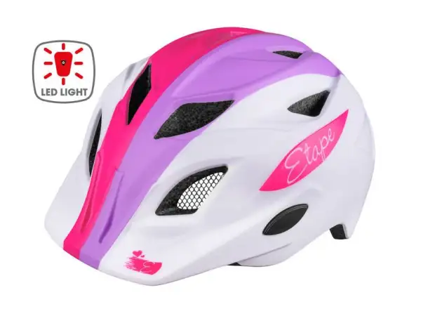 Etape Pluto Light Kinder-Fahrradhelm Weiß/Lila Matt