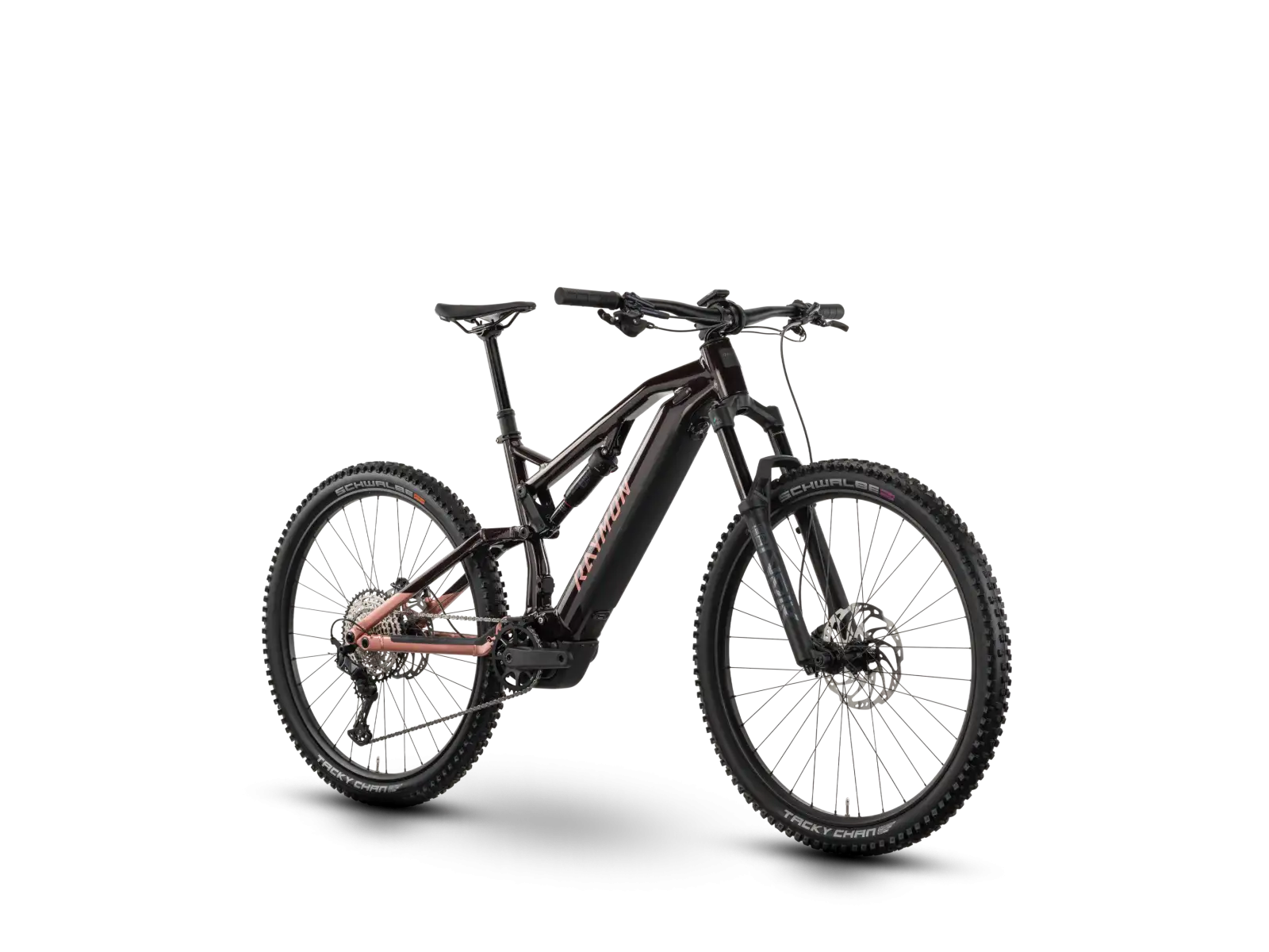Raymon Trailray 150 Pro vollgefedertes E-Bike nebularred/pinky/black