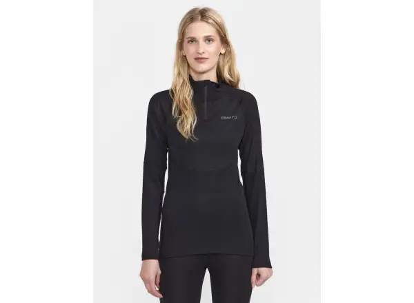 Craft ADV Wool Merino Damen Langarmshirt mit Reißverschluss schwarz