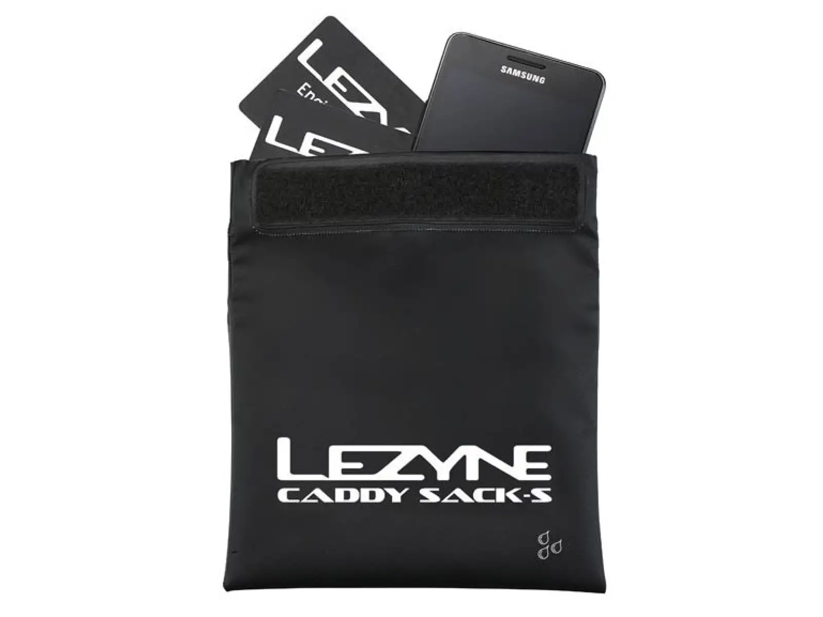 Lezyne Caddy Sack Mit der kleinen Tasche für Kleinigkeiten in Schwarz.