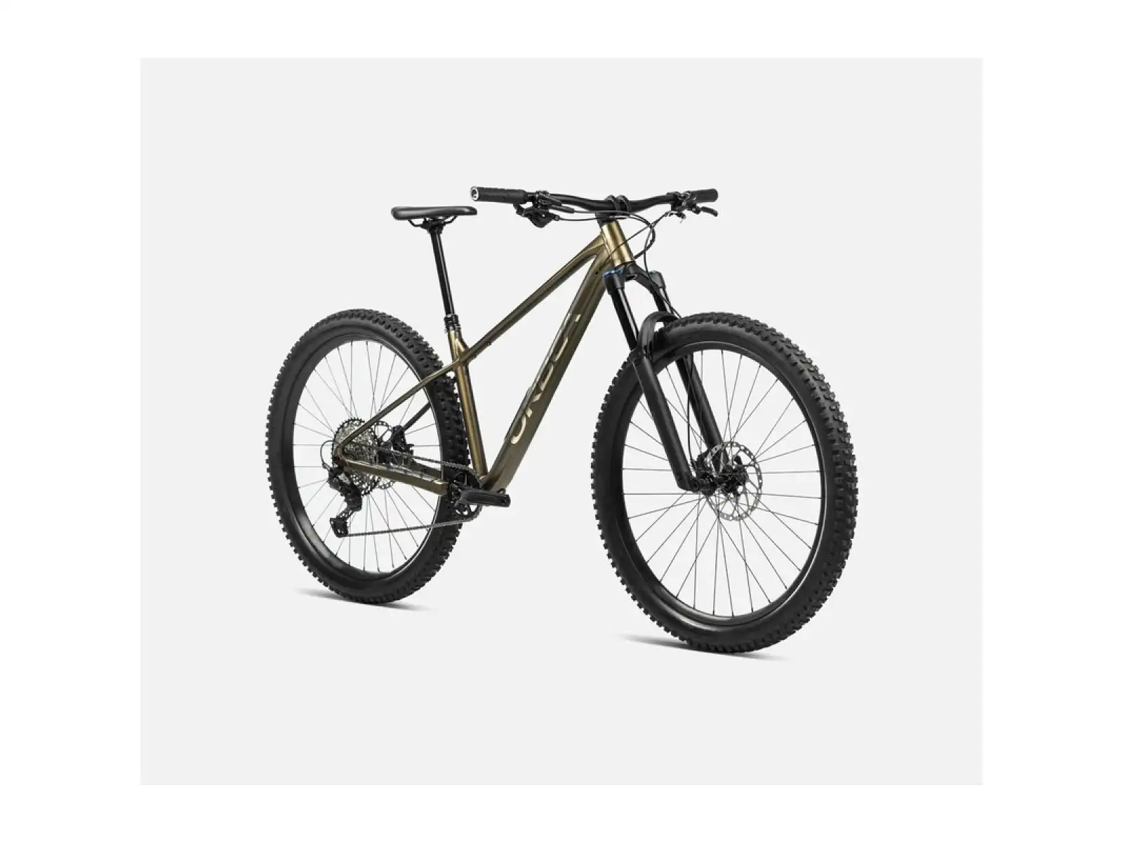 Das Orbea Laufey H10 Mountainbike in Metallic Olive Green/Titanium Black.