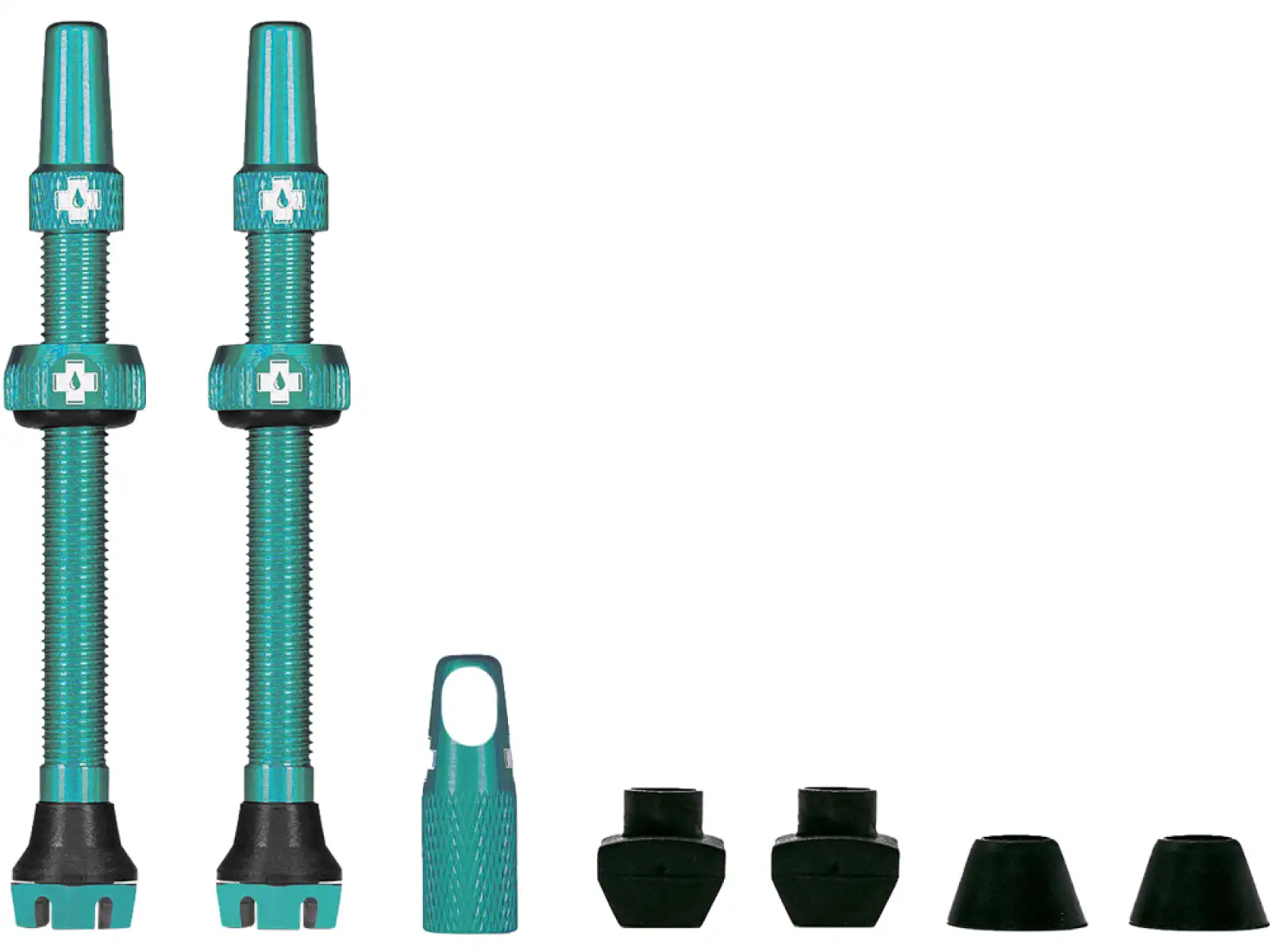 Muc-Off Tubeless Presta Valve KIT V2 Schlauchlos Ventil 2 Stück Türkis