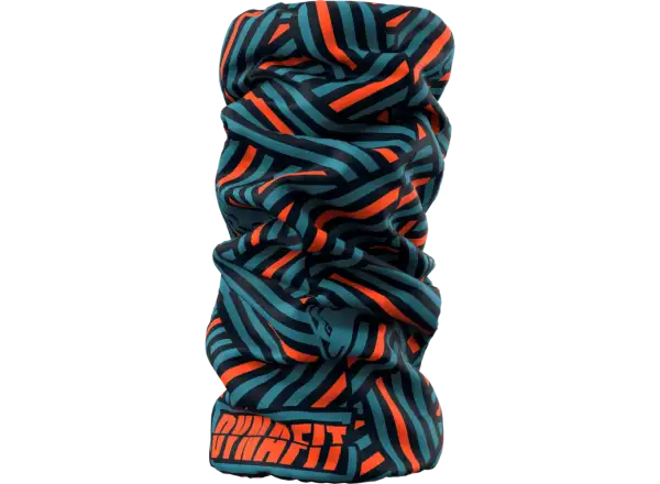 Dynafit Logo Neck Gaiter Halswärmer in sturmblauem Razzle Dazzle.
