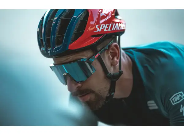 100% S3 HiPER Fahrradbrille Schwarz Holographisch/Blau Multilayer Spiegelglas