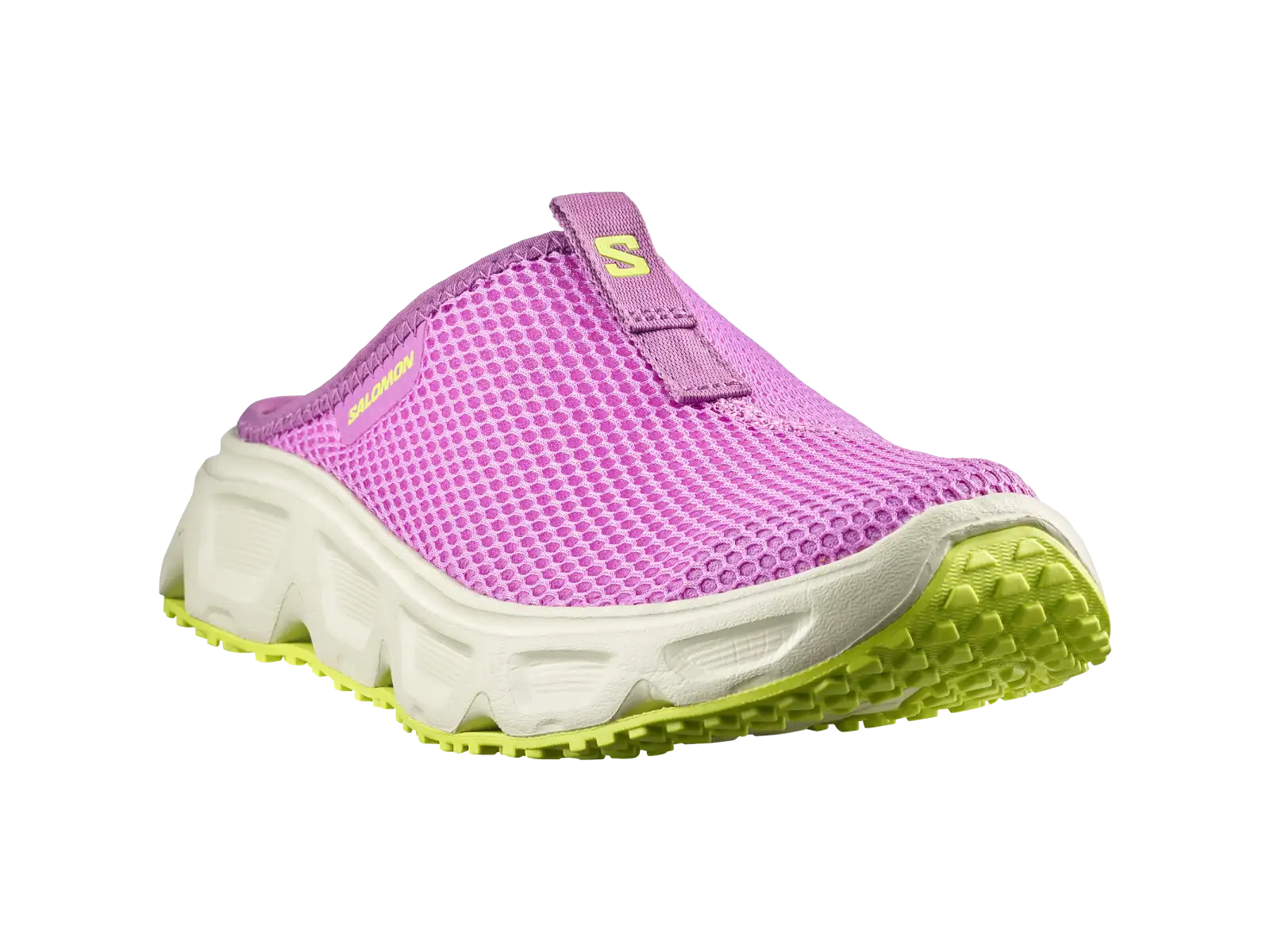 Salomon Reelax Slide 6.0 Damenpantoffeln Iris Orchid/Asparsgud Green/Acid Lime