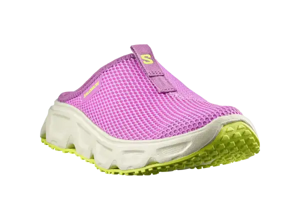 Salomon Reelax Slide 6.0 Damenpantoffeln Iris Orchid/Asparsgud Green/Acid Lime