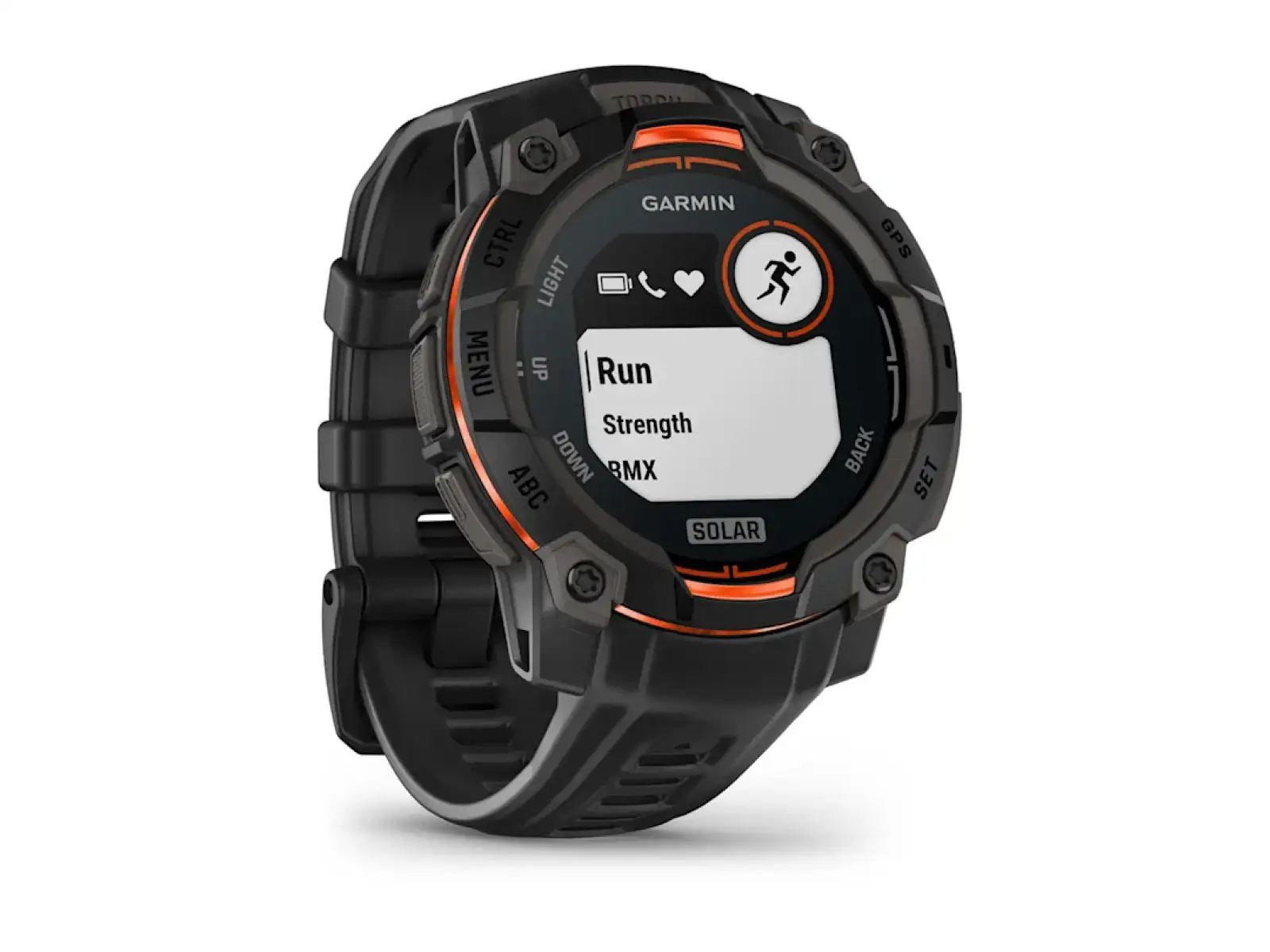 Garmin Instinct 3 Solar 45 mm Smartwatch Schwarz/Schwarzes Armband