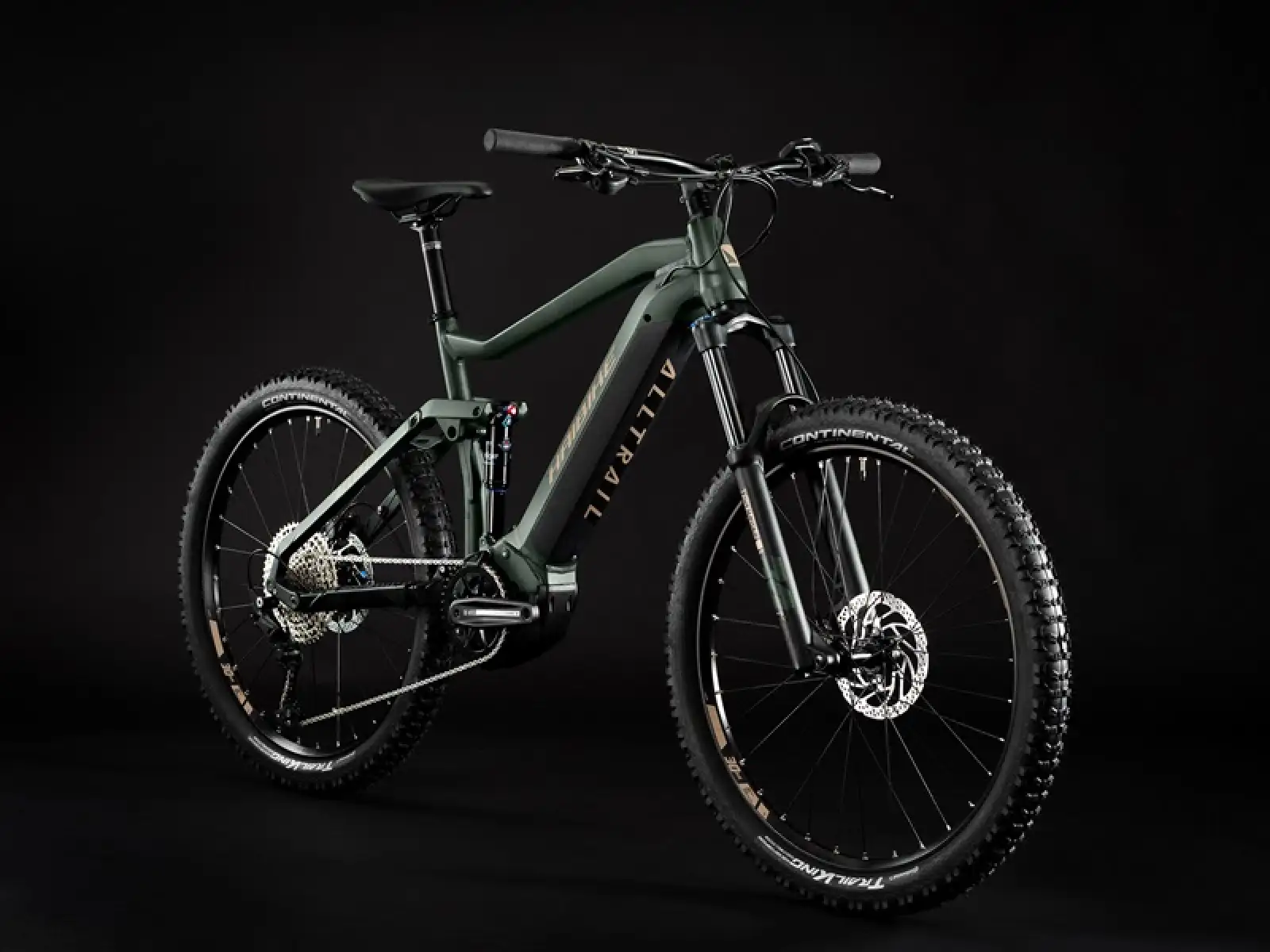 Haibike Alltrail 4 in mattem Grün/Gold Blau, vollgefedertes E-Bike
