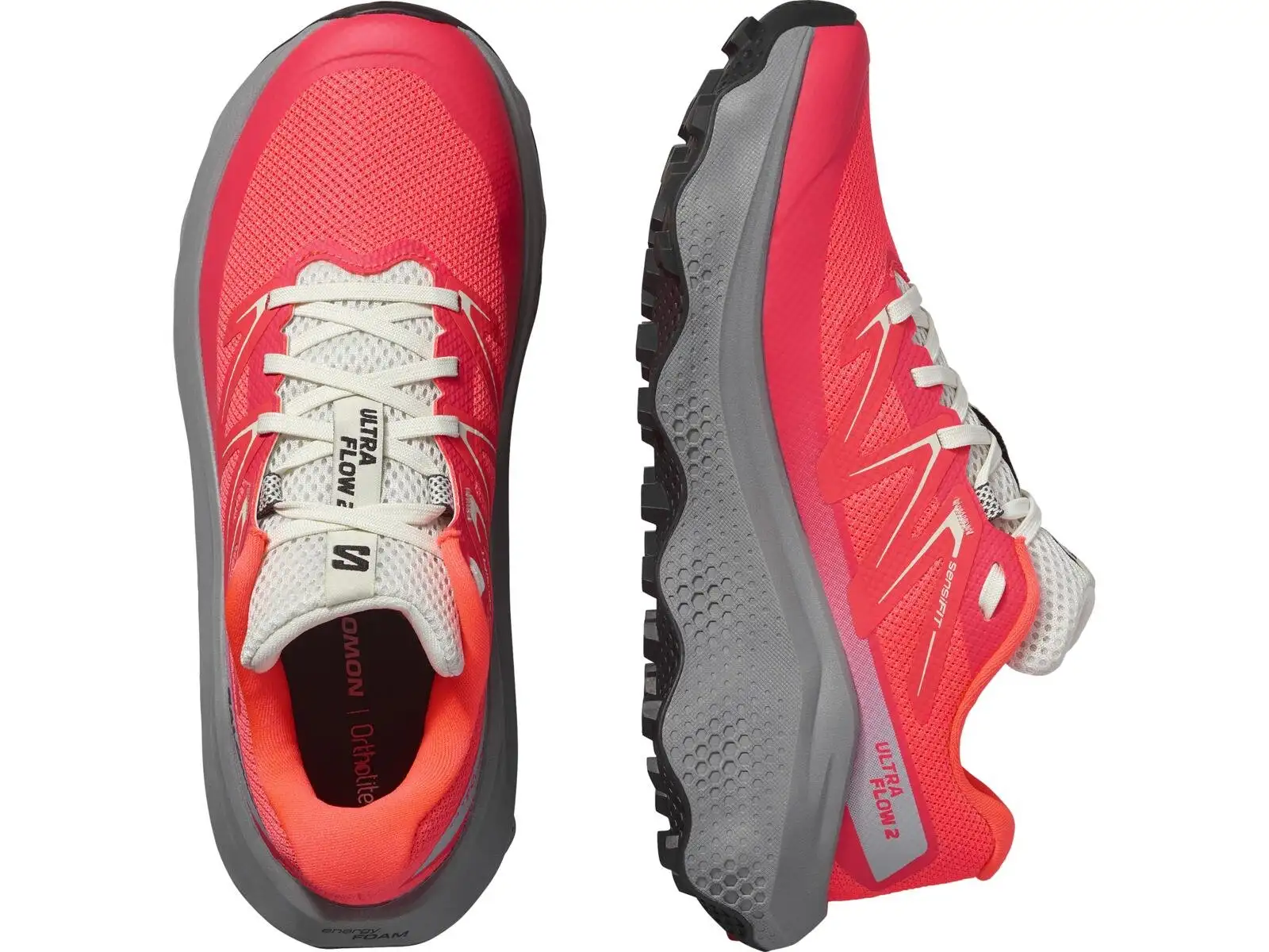 Salomon Ultra Flow 2 Damen-Laufschuhe Coral/Neon/Grau