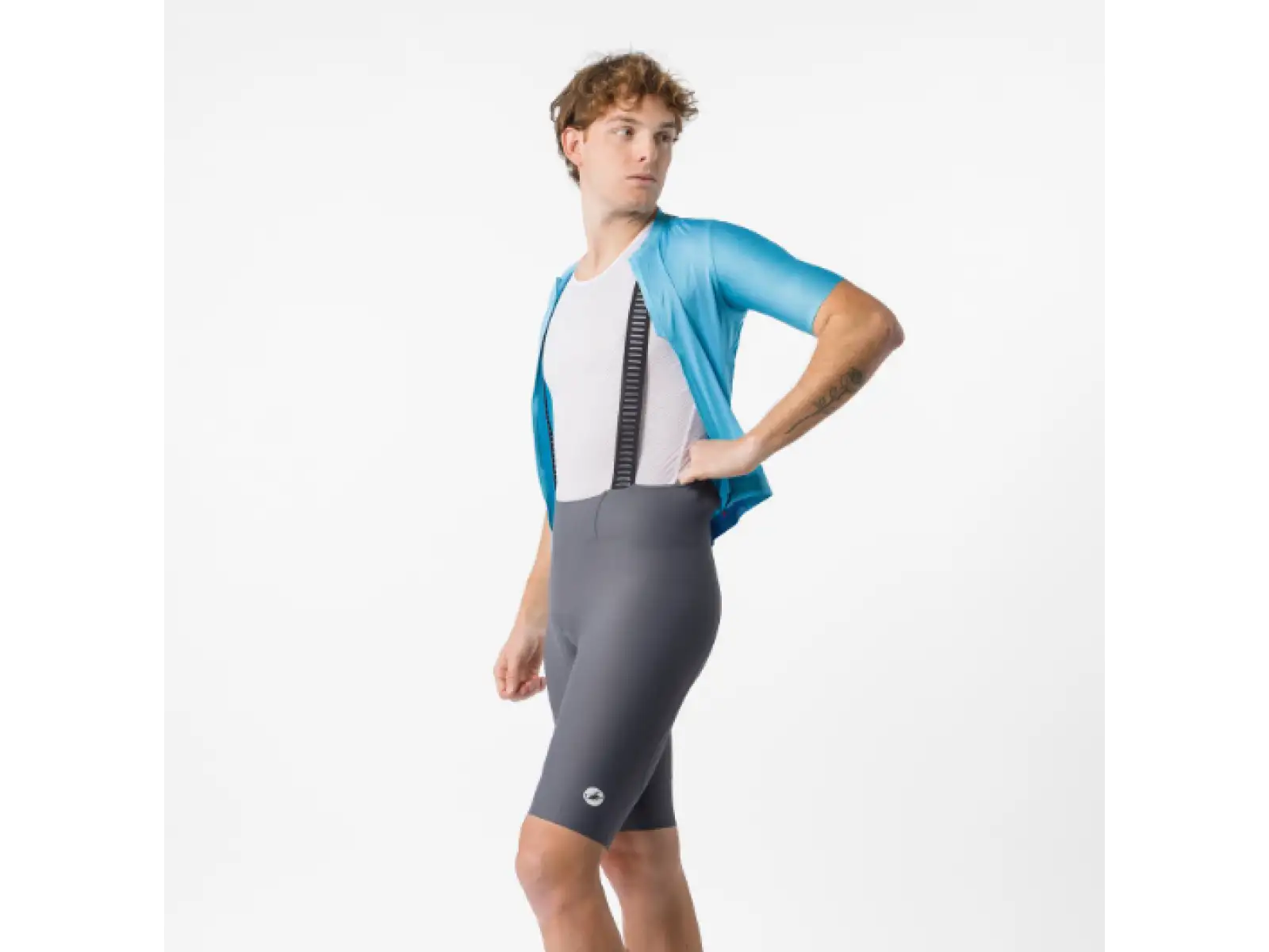 Castelli Espresso 2 Herren Radhose mit Sitzpolster und Trägern Smoky Gray