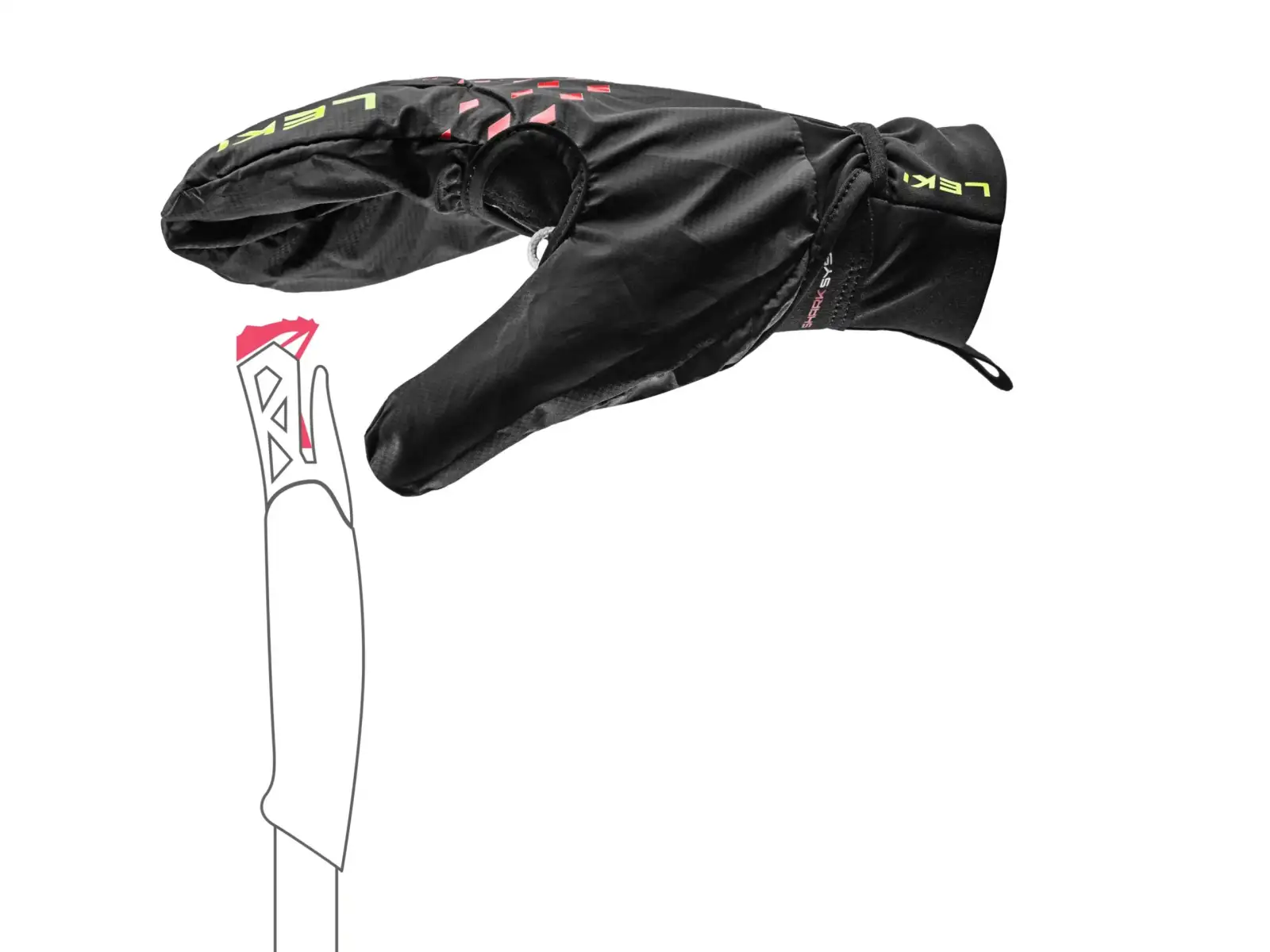 Leki Ultra Trail Storm Shark Laufhandschuhe Black/Red/Neon Yellow