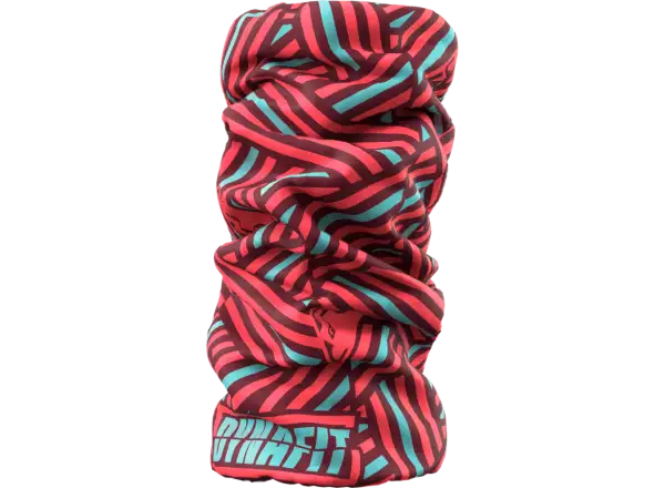 Dynafit Logo Neck Gaiter Halswärmer Fluo Koralle Razzle Dazzle.
